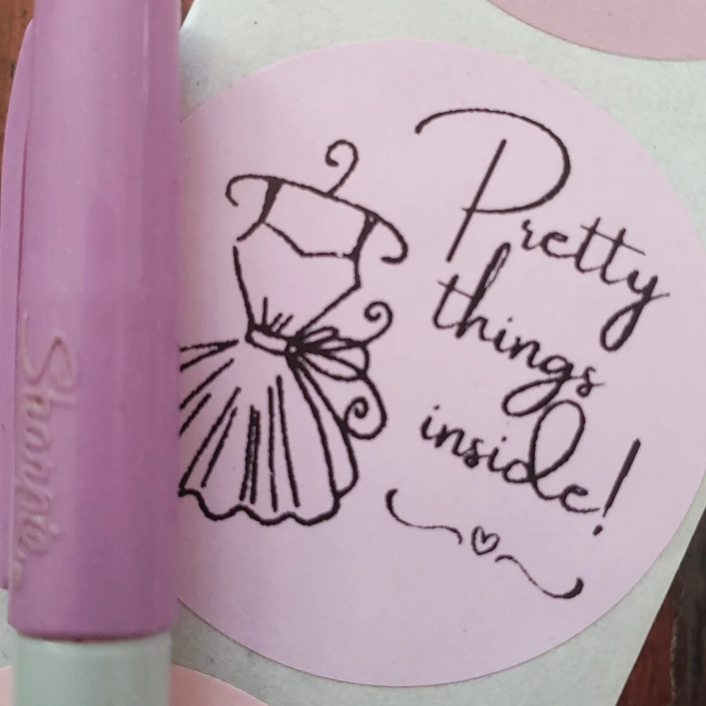 3/$15 Pretty Things Inside Stickers | 2” Pink Purple Packaging Labels Set of 50